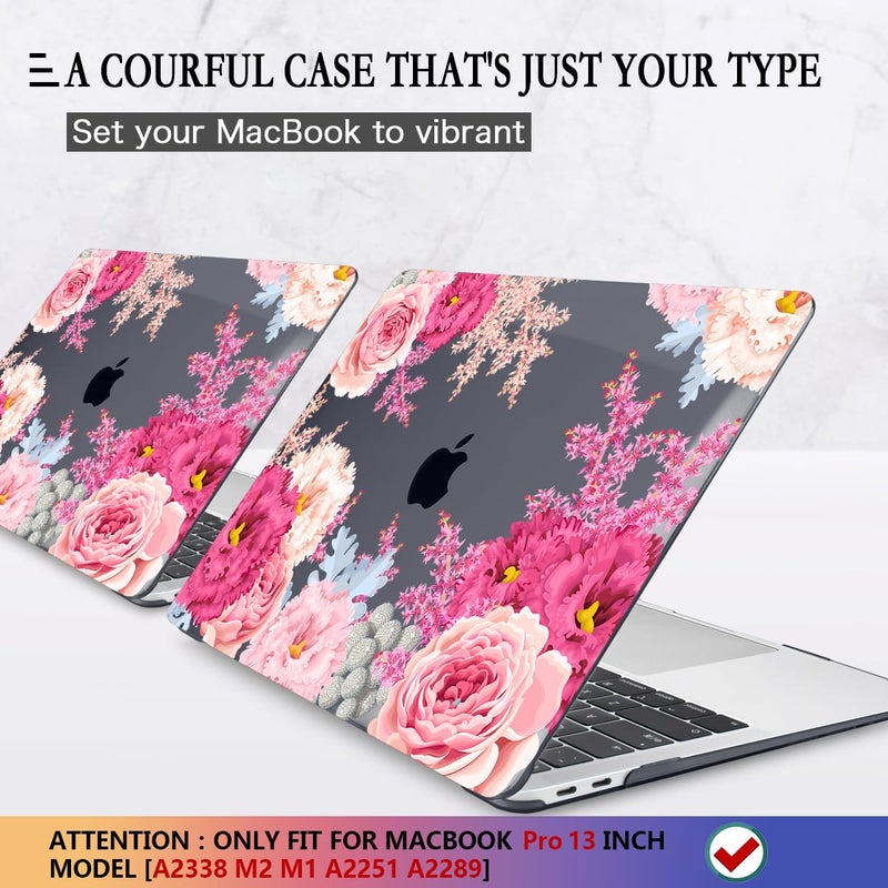 CISSOOK Floral Case Cover for MacBook Pro 13 Inch 2023 2022 2021 2020 Release M2 Chip A2338 M1 A2289 A2251  Plastic Hard Shell Case with Keyboard Cover for MacBook Pro 13"" Touch Bar  Gorgeous Flowers - Image 3